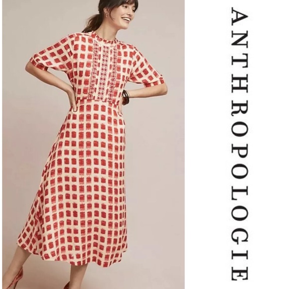 Anthropologie Dresses & Skirts - Anthropologie Vineet Bahl Boho Red Midi Dress XL